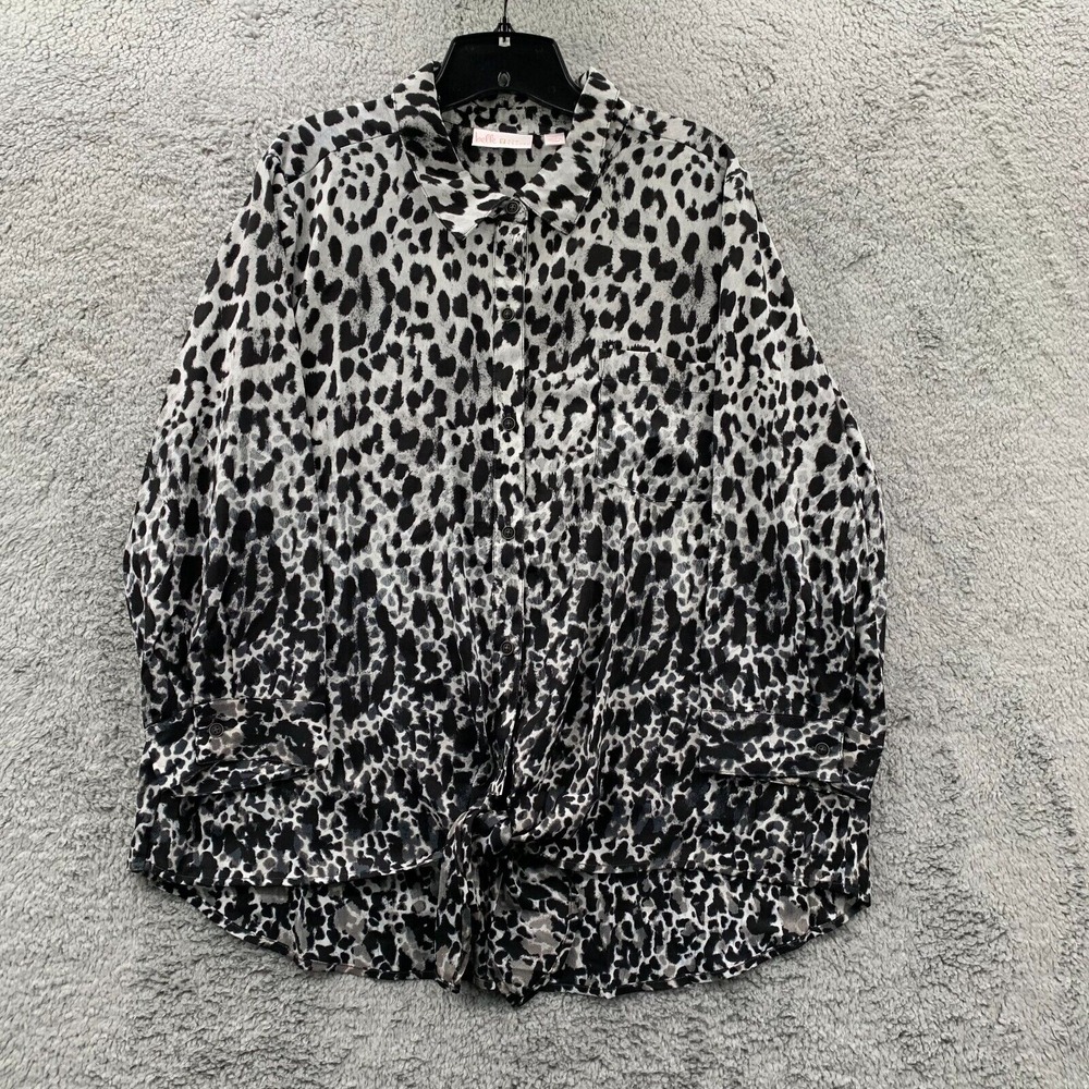 Belle by Kim Gravel Black and White Leopard Blouse